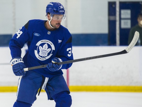 Maple Leafs captain Auston Matthews returns to the ice few minutes ago