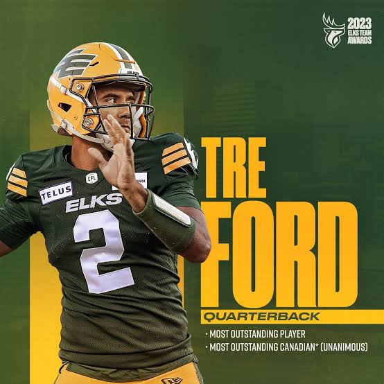 Edmonton Elks Secure Starting Quarterback Tre Ford with Three-Year Contract Extension Through 2027 Season